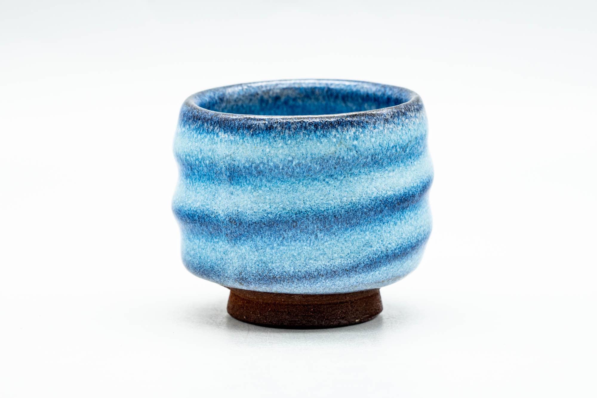 Japanese Teacup - Blue Shino Glazed Spiraling Guinomi - 60ml