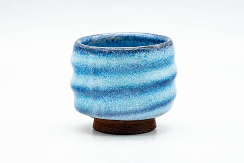 Japanese Teacup - Blue Shino Glazed Spiraling Guinomi - 60ml