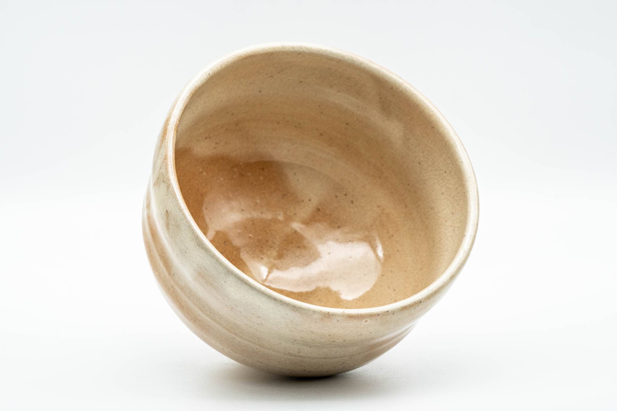 Japanese Matcha Bowl - Beige White Drip-Glazed Hagi-yaki Chawan - 350ml