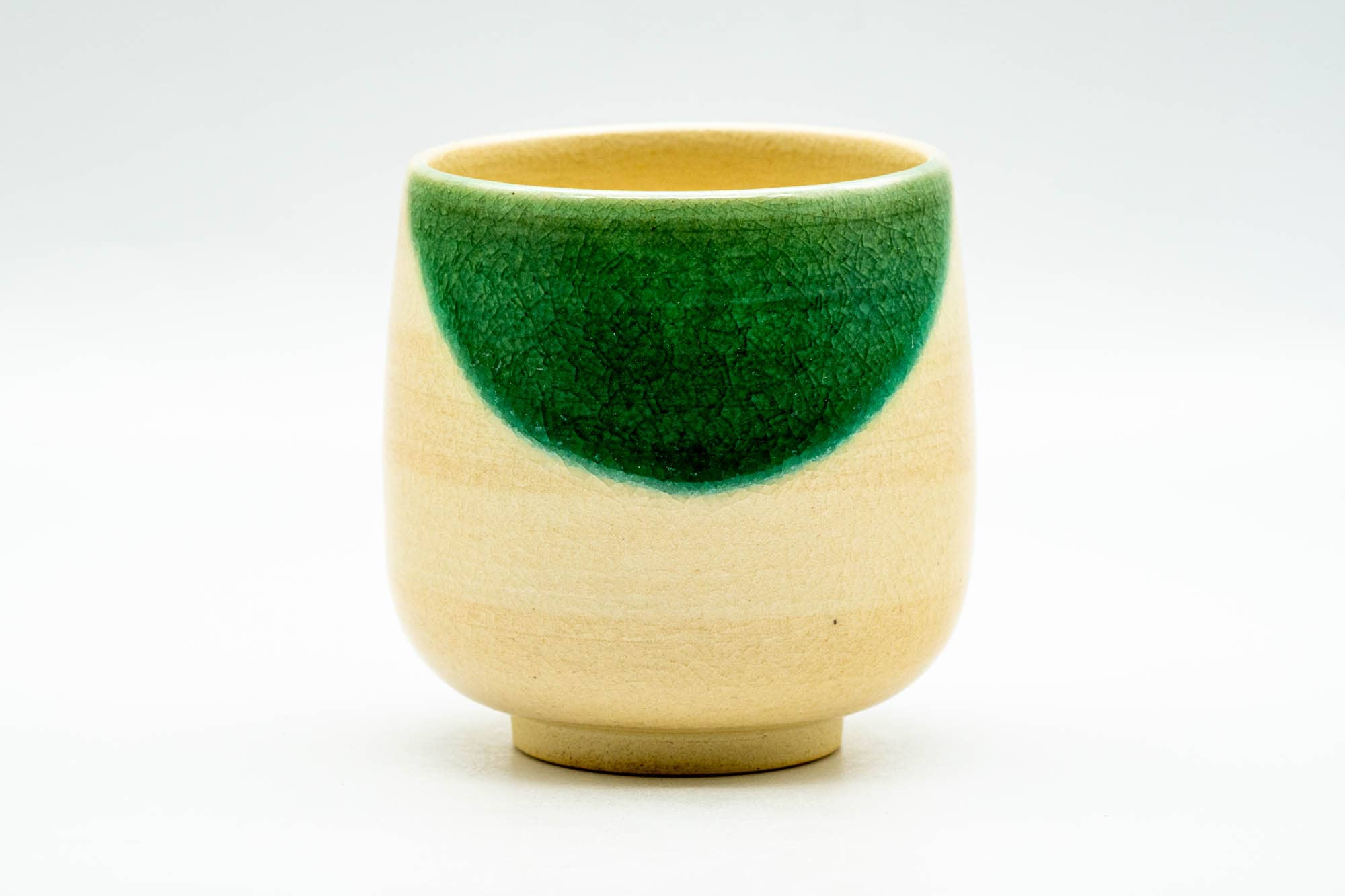 Japanese Teacup - Beige Green Glazed Kanji Yunomi - 190ml