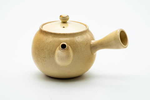 Japanese Kyusu - Beige Weathered Kutani-yaki Ceramic Teapot - 300ml