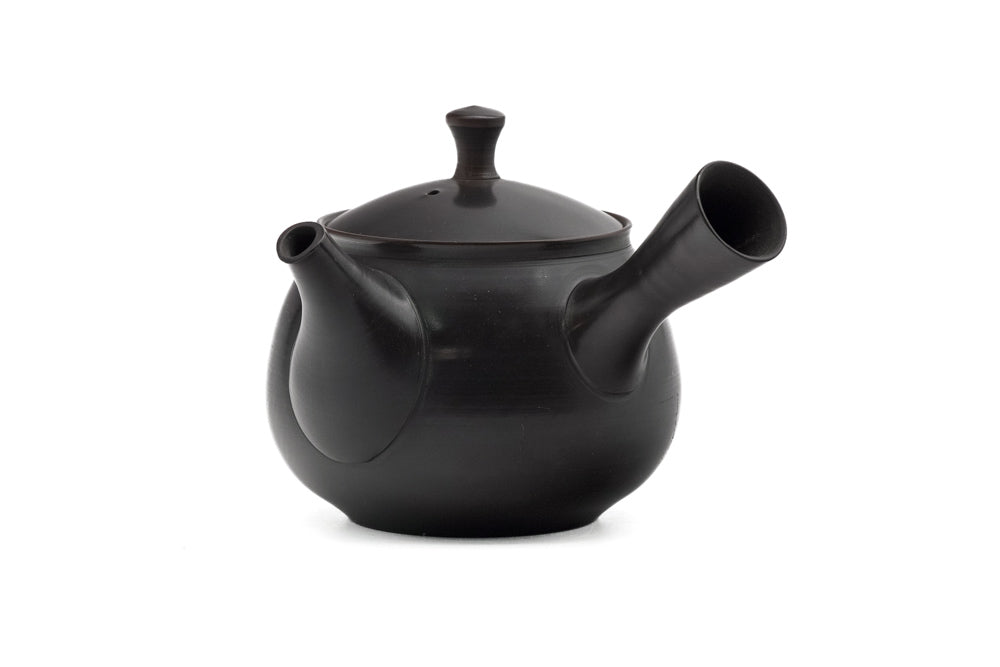 Japanese Kyusu - 岩瀬弘二 Iwase Kōji - Polished Black Red Yōhen Tokoname Teapot - 180ml