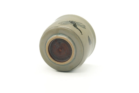 Japanese Teacup - Beige Blue Dragonflies Yunomi - 205ml