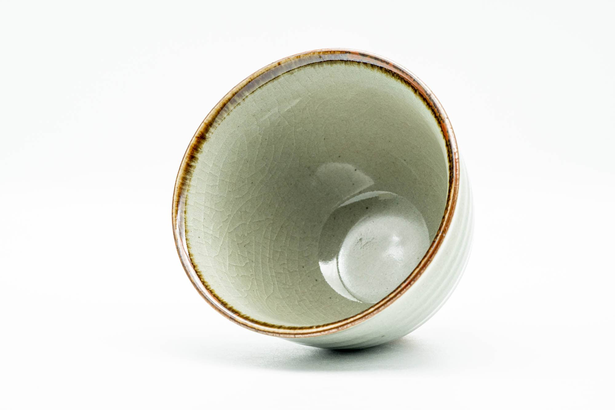 Japanese Teacup - Green Celadon Glazed Spiraling Yunomi - 140ml