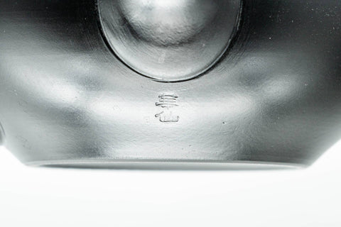 Japanese Kyusu - Floral Engraved Black Kurodei Tokoname-yaki Obi-ami Teapot - 300ml