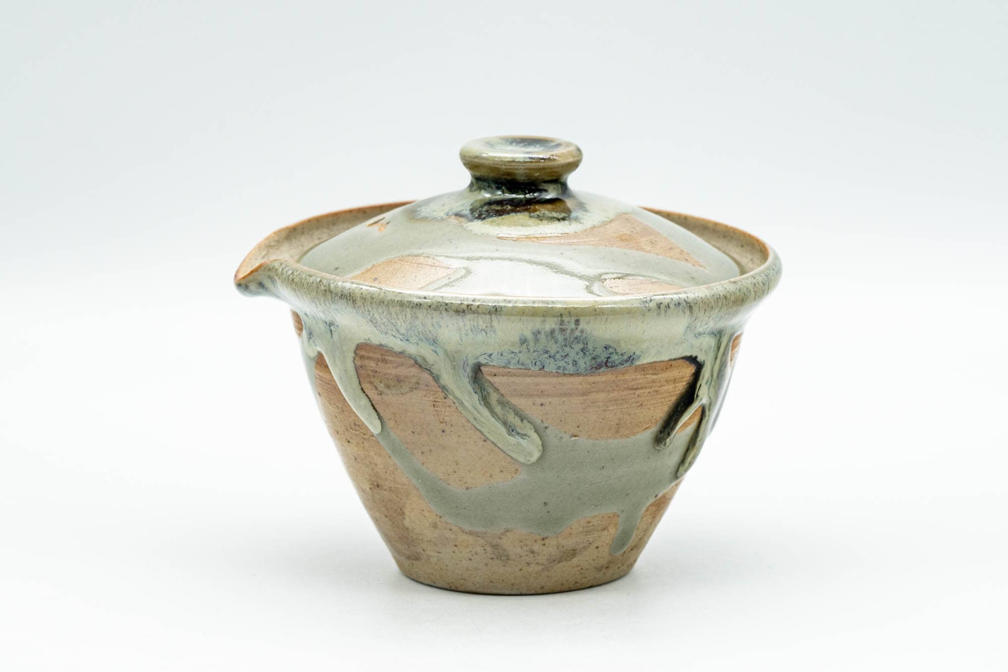 Japanese Tea Set - Hare's Fur Drip-Glazed Akogi-yaki Shiboridashi Teapot with 5 Guinomi Teacups