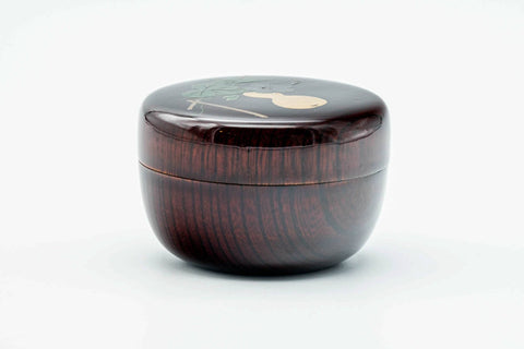Japanese Natsume - Hira-natsume Flat Gourd Clear Lacquered Woodgrain Matcha Tea Caddy - 80ml