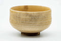 Floral Kutani chawan, front view of the beige crackle-glazed bowl