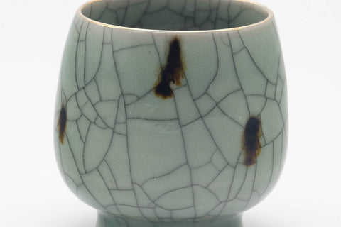 Japanese Teacup - Spotted Green Celadon Glazed Obori Soma-yaki Yunomi - 150ml