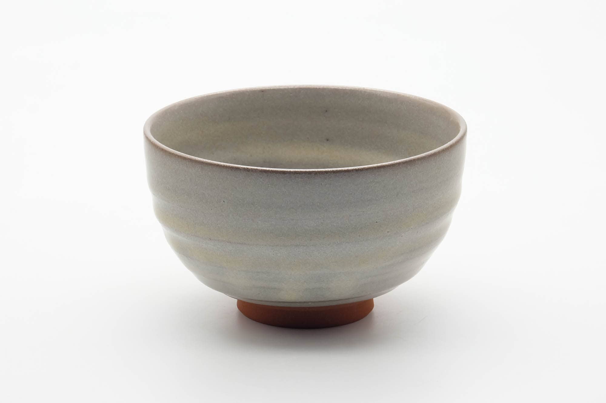 Japanese Matcha Bowl - Milky Grey White Glazed Spiraling Kiyomizu-yaki Chawan - 400ml
