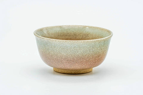 Japanese Teacup - 天鵬山 Tsubaki Kiln - Beige Weathered Hagi-yaki Ushirode Yunomi - 110ml