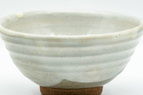 Japanese Matcha Bowl - Spiraling Grey Glazed Chawan - 250ml - wide front view