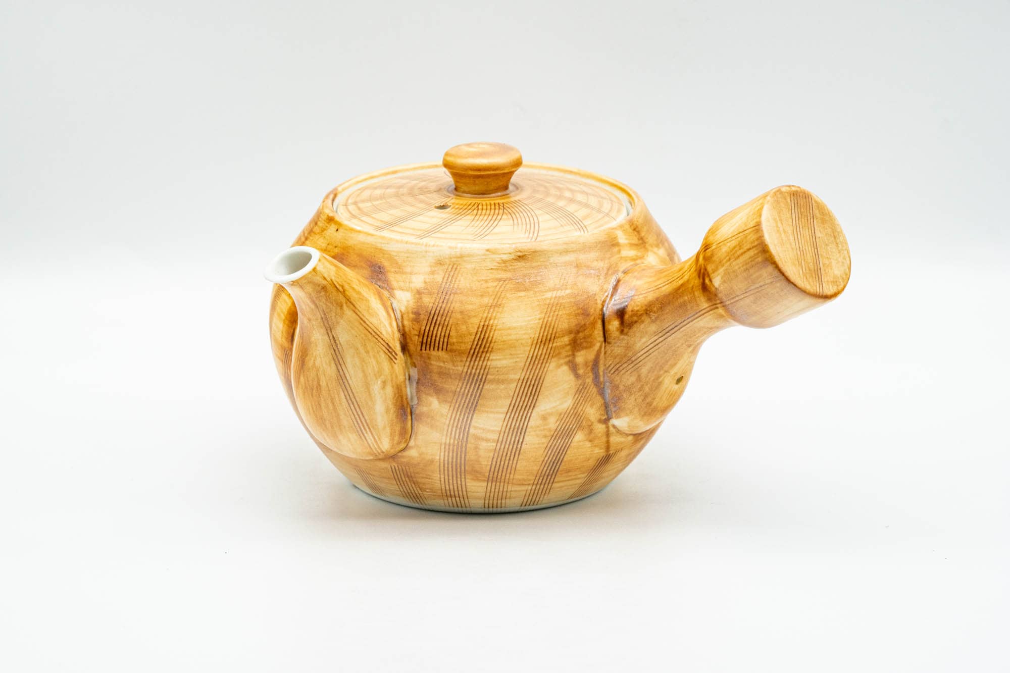 Japanese Tea Set - 有田焼 Arita-yaki Porcelain Debeso Kyusu Teapot with 5 Yunomi Teacups in Wooden Box