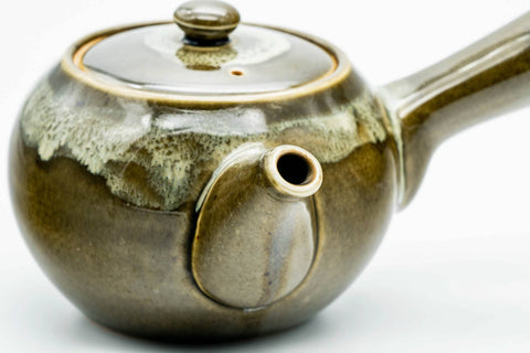 Japanese Kyusu - Dark Green Glazed Ceramic Filter Teapot - 350ml