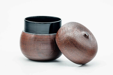 Japanese Usuchaki - Gourd Textured Wood Urushi Lacquer Matcha Tea Caddy - 90ml