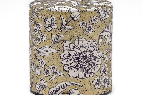 Gold White Floral Florentine Paper Tea Canister - 100g