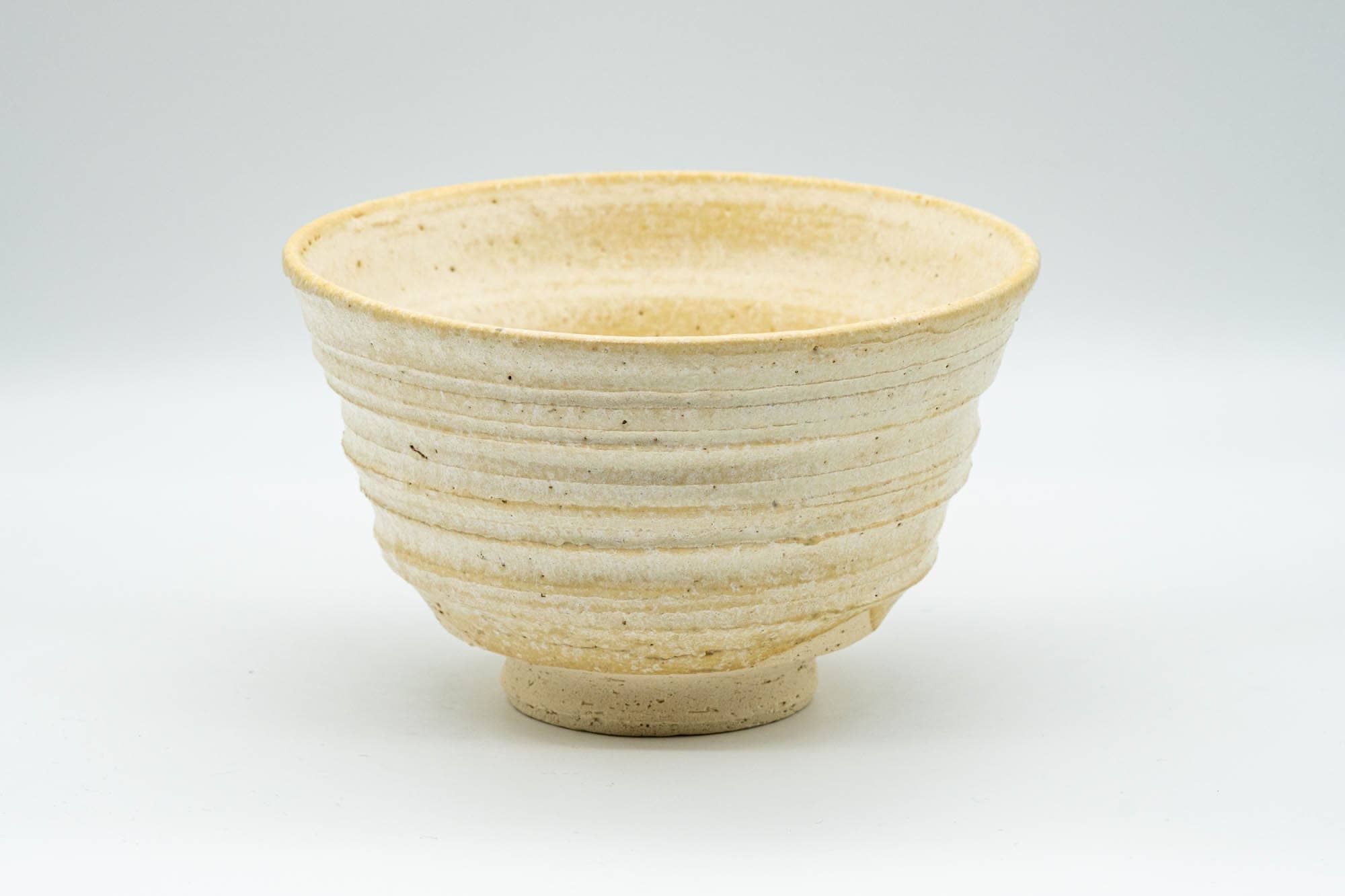 Japanese Matcha Bowl - Beige Glazed Spiraling Textured Sugi-nari Chawan  - 350ml