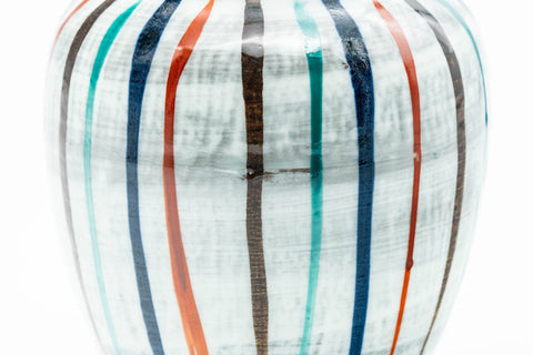 Japanese Chatsubo - Striped Brush Stroke Glazed Tea Canister - 200ml