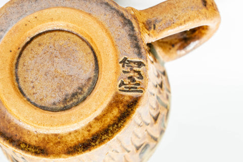 Japanese Teacup - Orange Green Drip-Glazed Ushirode Yunomi - 70ml