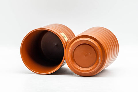 Japanese Teacups - Pair of Spiraling Shudei Tokoname-yaki Meoto Yunomi