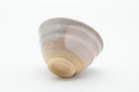 Tezumi — Japanese Matcha Bowl - Beige Pink White Hakeme Glazed Kyo-yaki Chawan - 250ml — top-down view of the interior