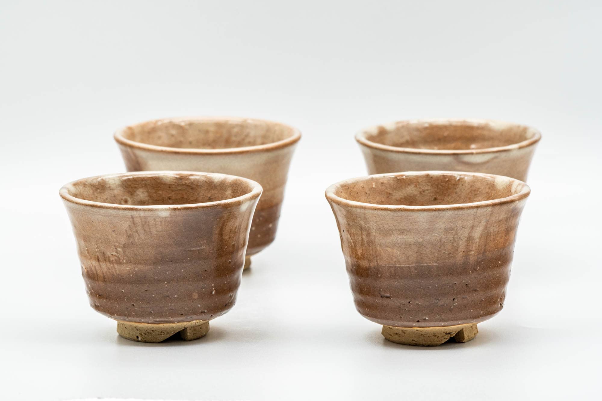 Japanese Teacups - Set of 4 Milky Beige Hagi-yaki Yunomi - 100ml
