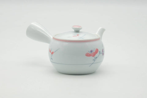Tezumi — Japanese Kyusu - Floral White Porcelain Arita-yaki Ceramic Filter Teapot - 200ml — top-down view of the lid