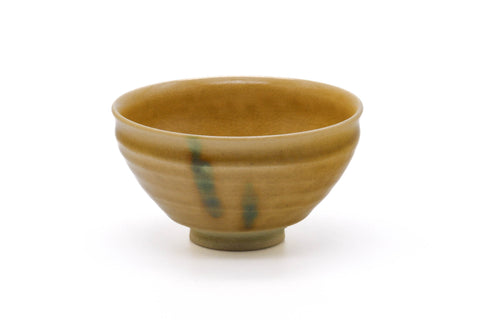 Japanese Matcha Bowl - Yellow Green Striped Ki Seto-yaki Tenmoku-gata Chawan - 350ml