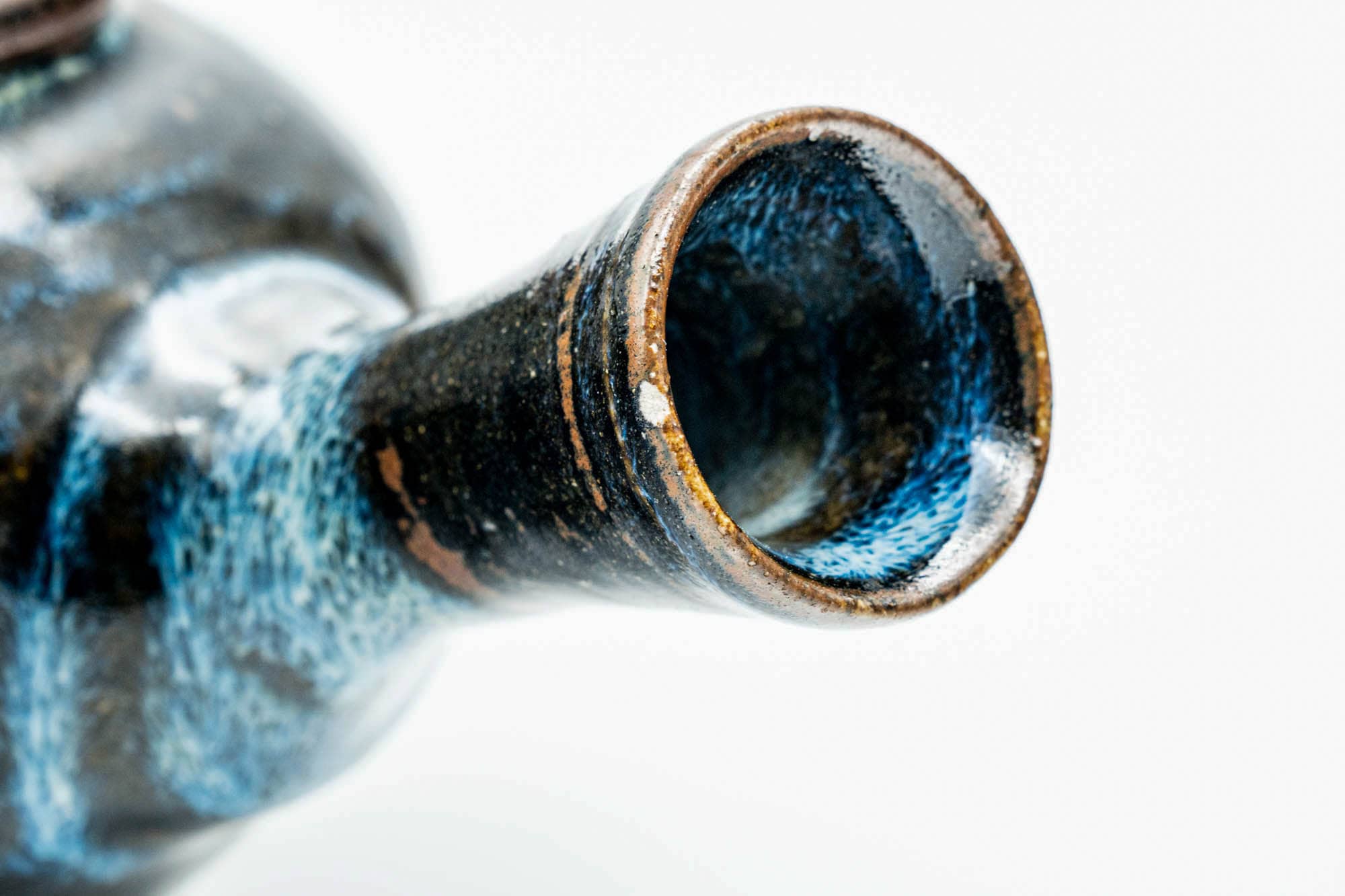 Japanese Kyusu - Spiraling Brown Blue Glazed Do-ake Teapot - 250ml
