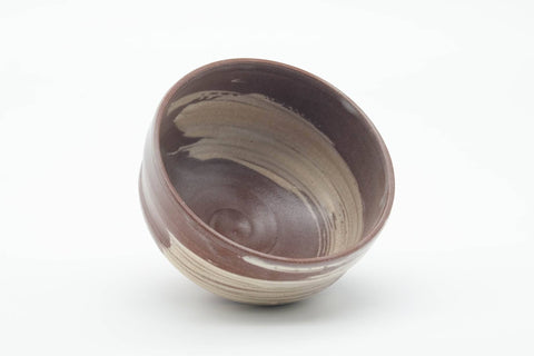 Tezumi — Japanese Matcha Bowl - Magenta Grey White Hakeme Chawan - 400ml — top-down view of the interior