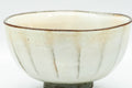 Tezumi — Japanese Matcha Bowl - Milky White Glazed Faceted Chawan - 250ml — tipped to show the interior