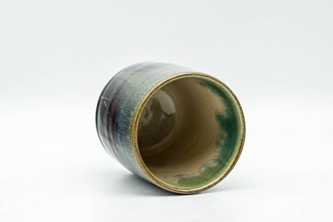 Japanese Teacup - Black Green Drip-Glazed Yunomi - 150ml - Tezumi