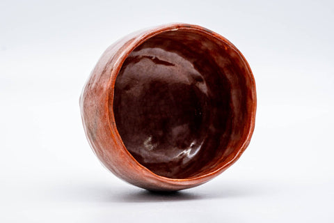 Japanese Matcha Bowl - 佐々木昭楽 Sasaki Shoraku - Undulating Red Aka-Raku Chawan - 400ml