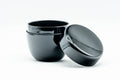 Japanese Natsume - Small Black Lacquer Matcha Tea Caddy - Ko-natsume - 50ml - caddy with its domed lid removed and set beside the open body