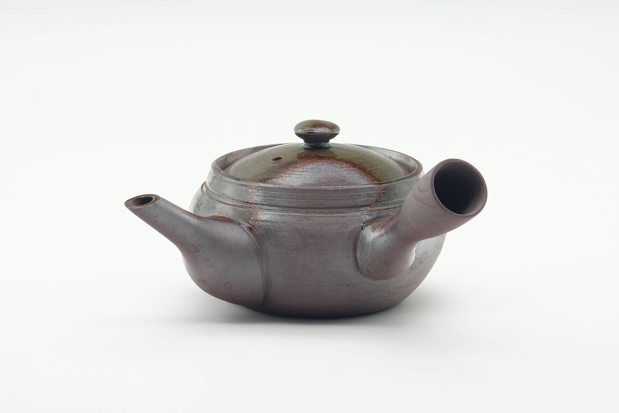 Japanese Kyusu - Ash Green Glazed Purple Banko-yaki Mesh Filter Teapot - 200ml