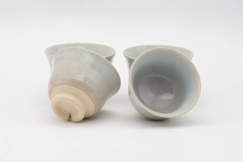 Japanese Tea Set - Beige Pink Hagi-yaki Kyusu Teapot with 4 Yunomi Teacups