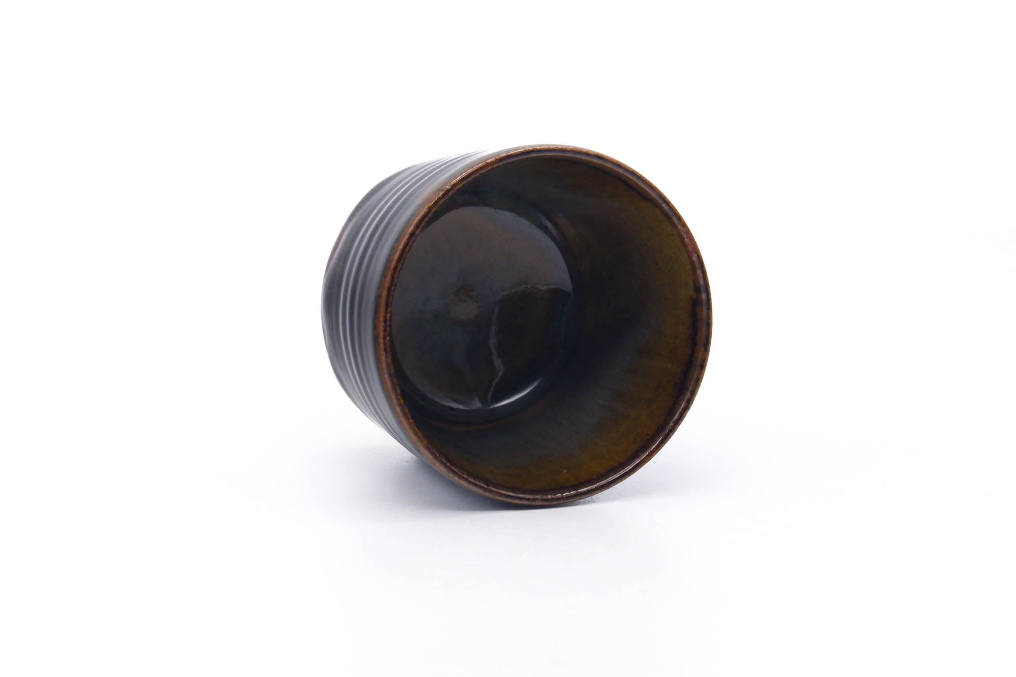 Japanese Teacup - Black Brown Glazed Yunomi - 75ml