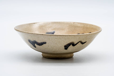 Japanese Matcha Bowl - Beige Squiggle Glazed Mino-yaki Summer Chawan - 100ml