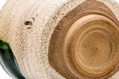 Japanese Matcha Bowl - Cream Green Drip-Glazed Ao-Oribe Chawan - 250ml