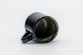 Tezumi — Japanese Teacup - Black Beige Drip-Glazed Ushirode Yunomi - 100ml — top-down view of the interior