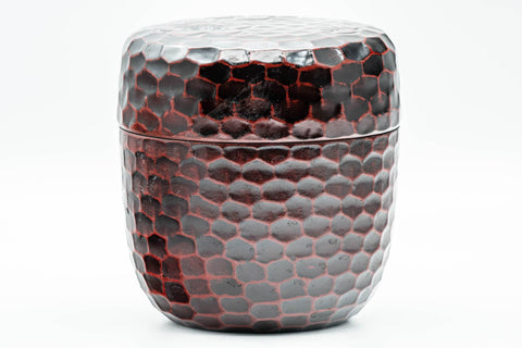 Japanese Chazutsu - Burgundy Plum Blossoms Plastic Tea Canister - 275ml - Tezumi