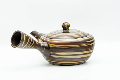 Japanese Kyusu - Nobuyasu Nerikomi Tokoname-yaki Teapot - 275ml - view showing the spout