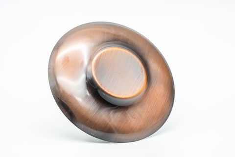 Japanese Chataku - Set of 5 Bamboo Decorated Copper Tea Saucers and Chasaji Tea Scoop