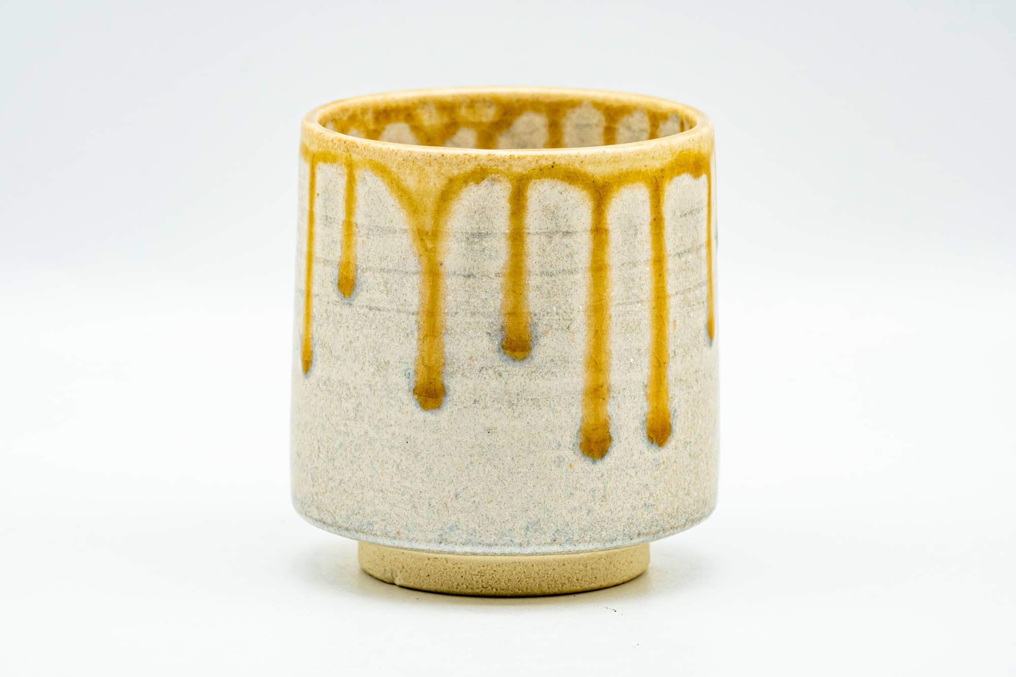 Japanese Teacup - Beige Yellow Drip-Glazed Yunomi - 150ml