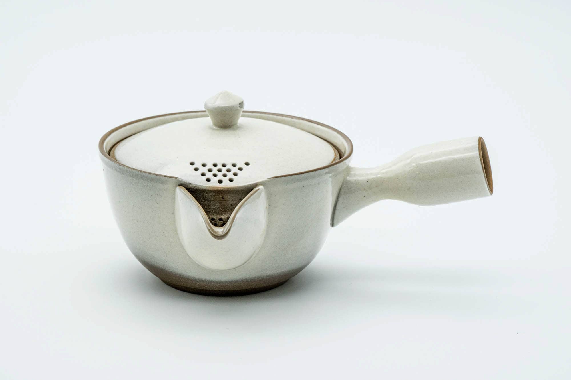 Japanese Kyusu - White Glazed Ceramic Filter Teapot - 340ml