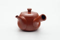 Tezumi — Japanese Kyusu - Smooth Unglazed Dark Red Shudei Tokoname-yaki Mesh Filter Teapot - 290ml — three-quarter view from the opposite side