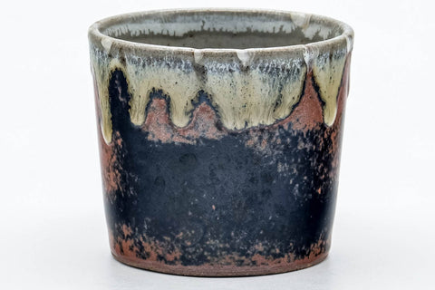 Japanese Teacup - Black Brown Beige Drip-Glazed Ushirdoe Yunomi - 100ml