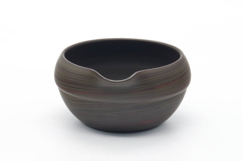 Tezumi — Japanese Katakuchi - Dark Green Nerikomi Handleless Yuzamashi - 205ml — front view from another angle