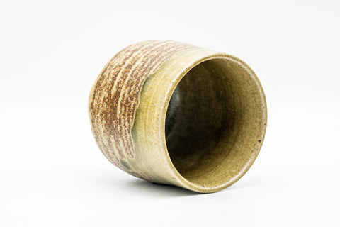 Japanese Teacup - Brown Textured Green Drip-Glazed Yunomi - 170ml