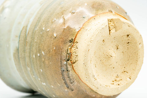 Japanese Teacup - Beige White Spiraling Hagi-yaki Yunomi - 130ml